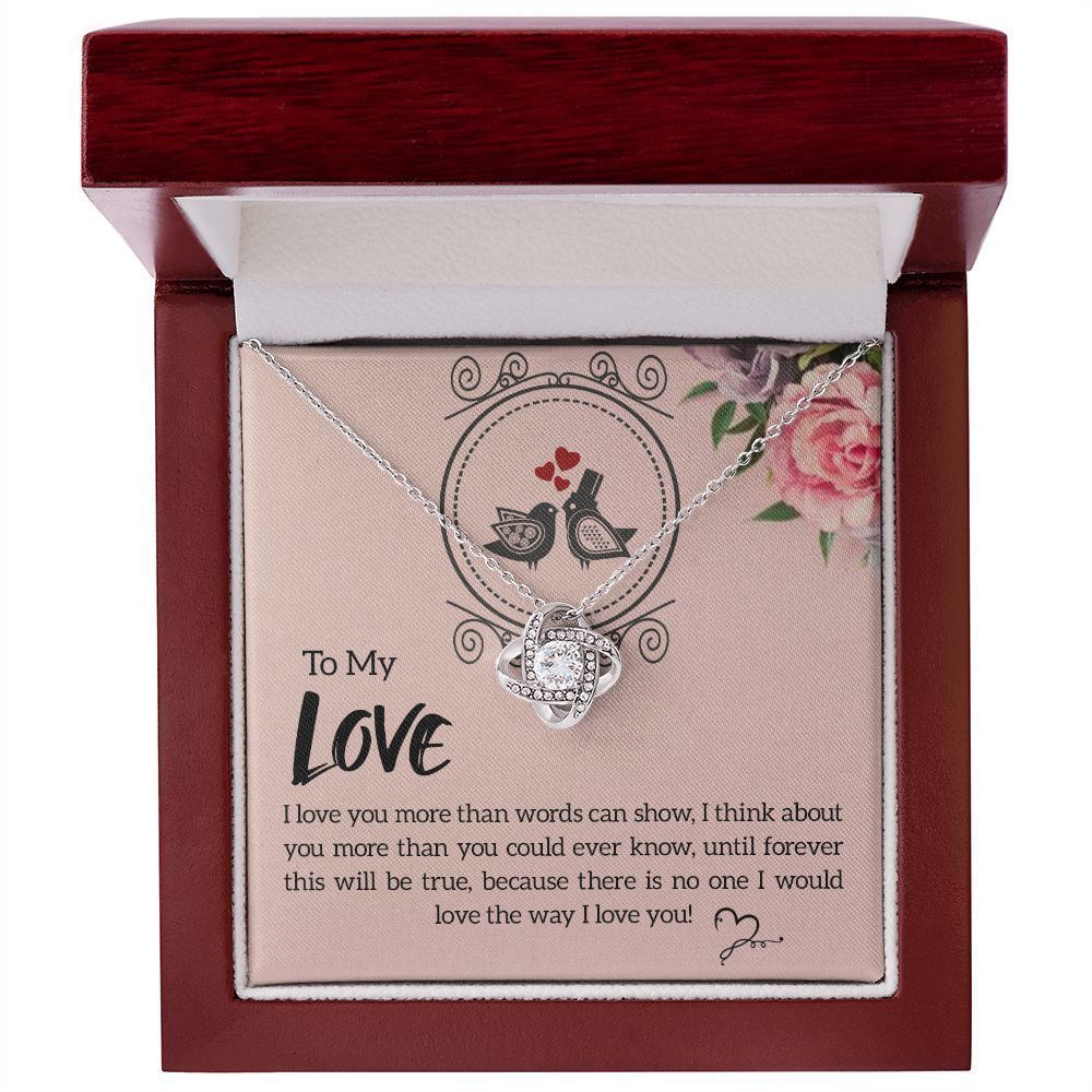 To My Love I Love You More Infinity Knot Necklace Message Card